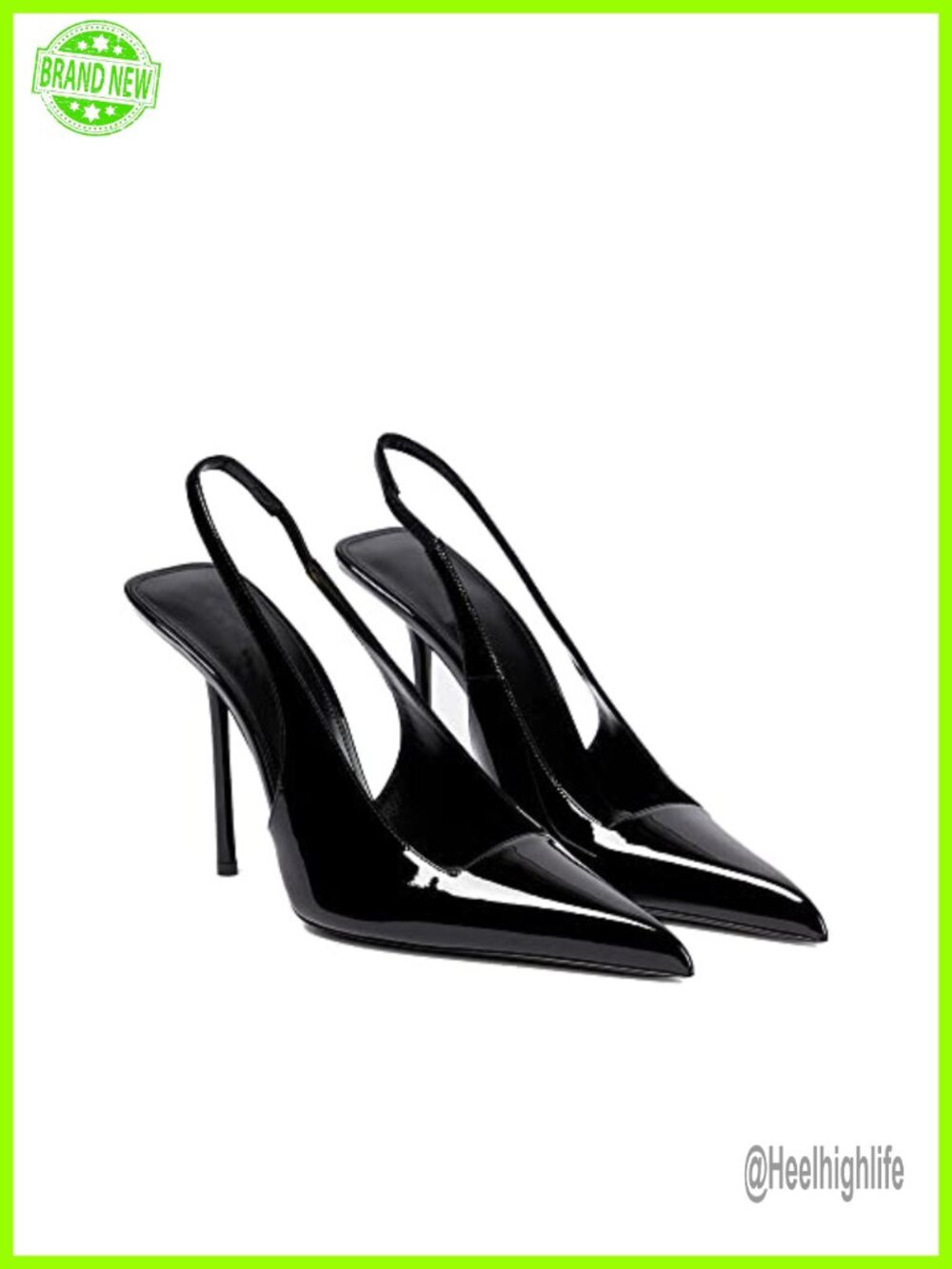 Pointed Toe Stiletto Slingback Patent Leather Pumps Dress Shoes